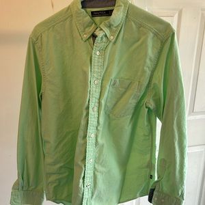Nautical green button down shirt.